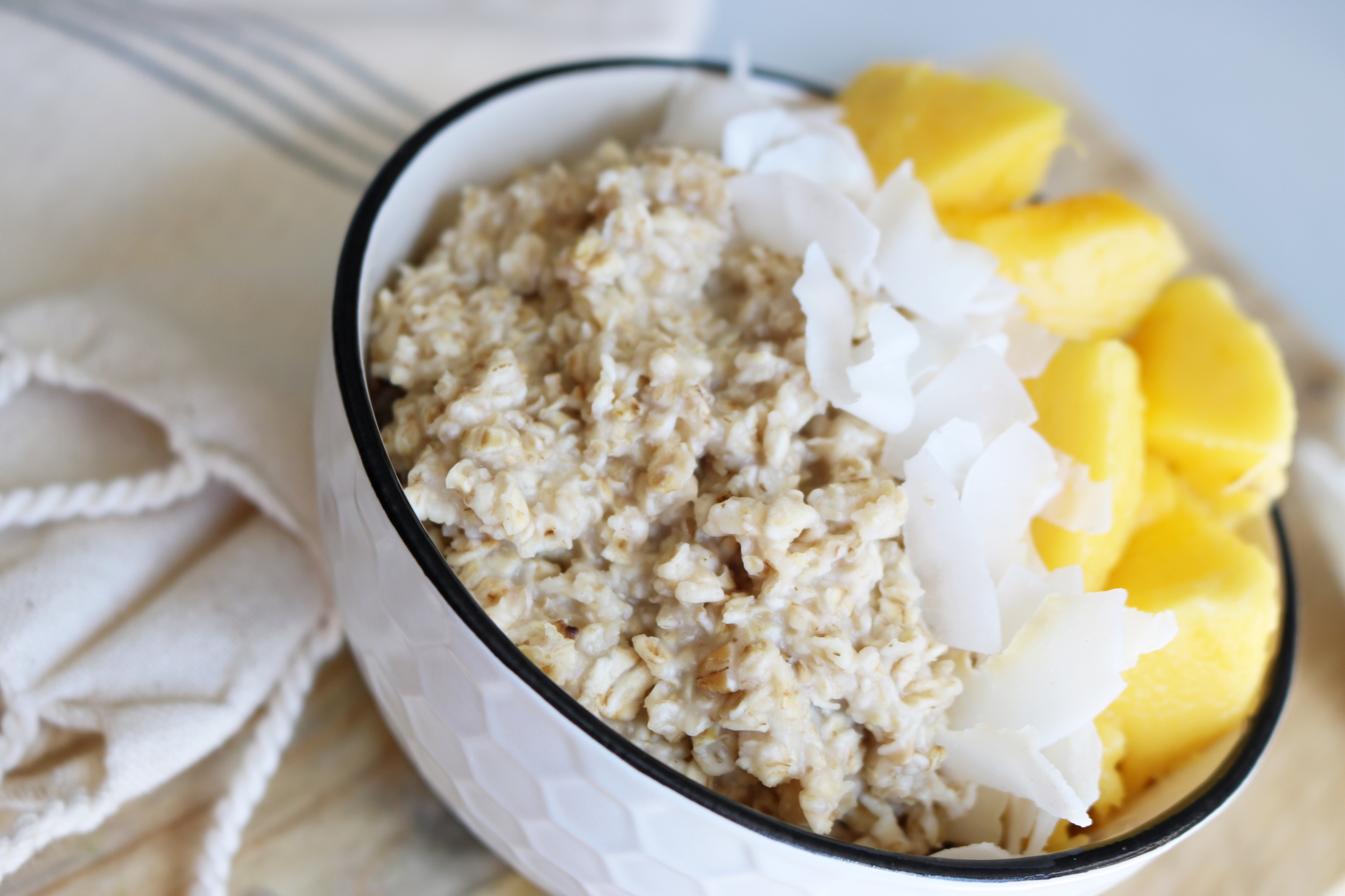 Healthy and happy oats breakfast with pineapple Foodieness
